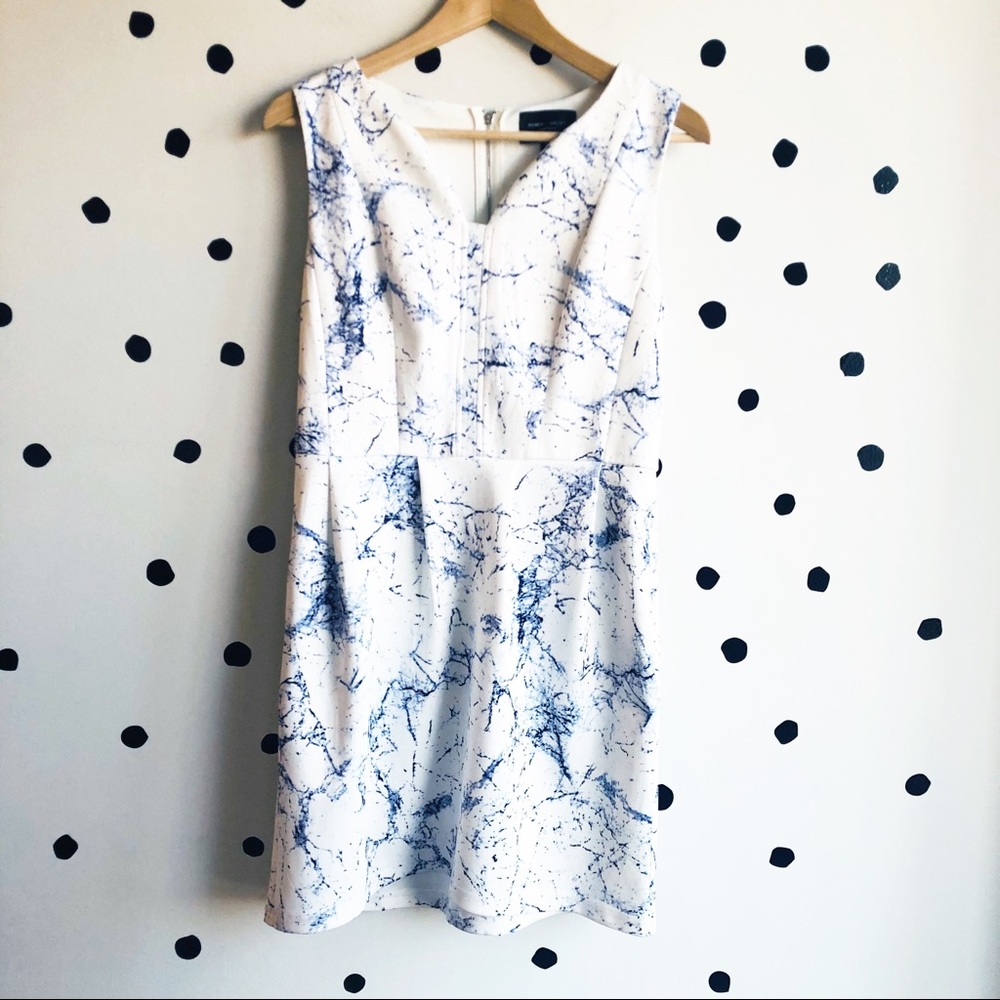 Romeo & Juliet Couture Marbled Fit & Flare Dress Navy White Medium